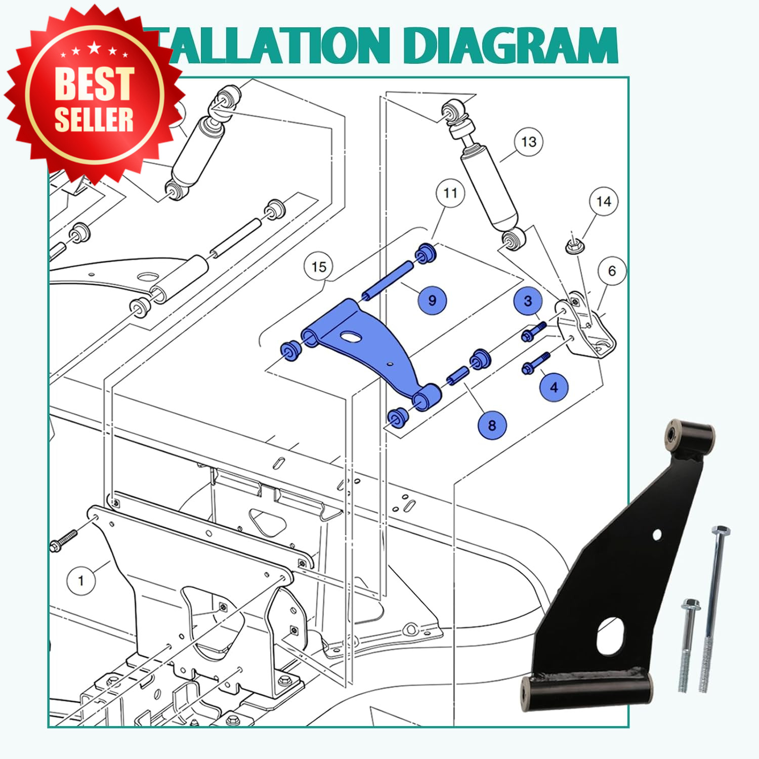 Control Arm A-Plate Kit Precedent Tempo Golf Cart 102287301 103388501 US