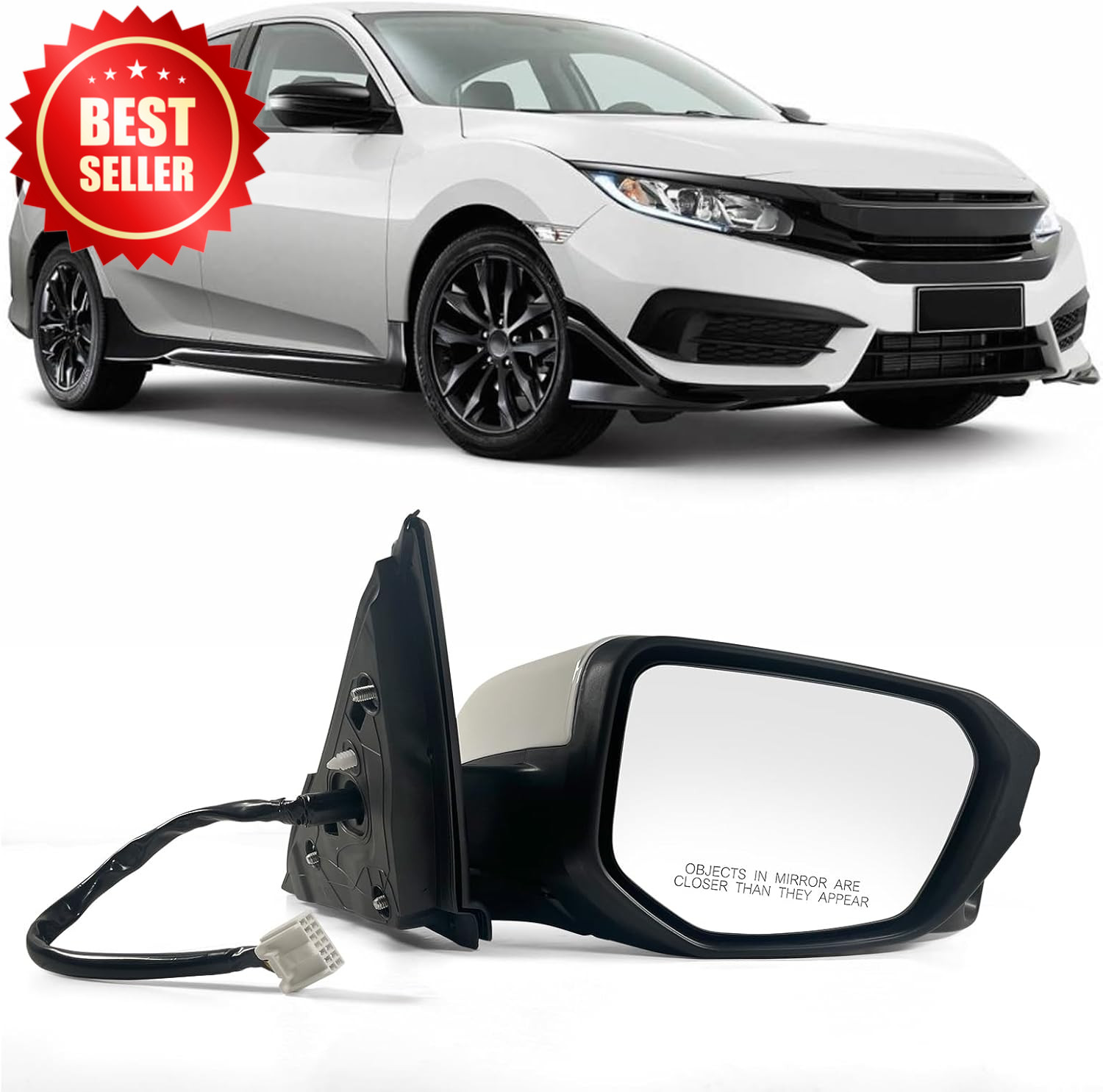 Passenger Door Mirror Power Heated Camera 2016-2021 Civic Sedan Coupe Hatchback