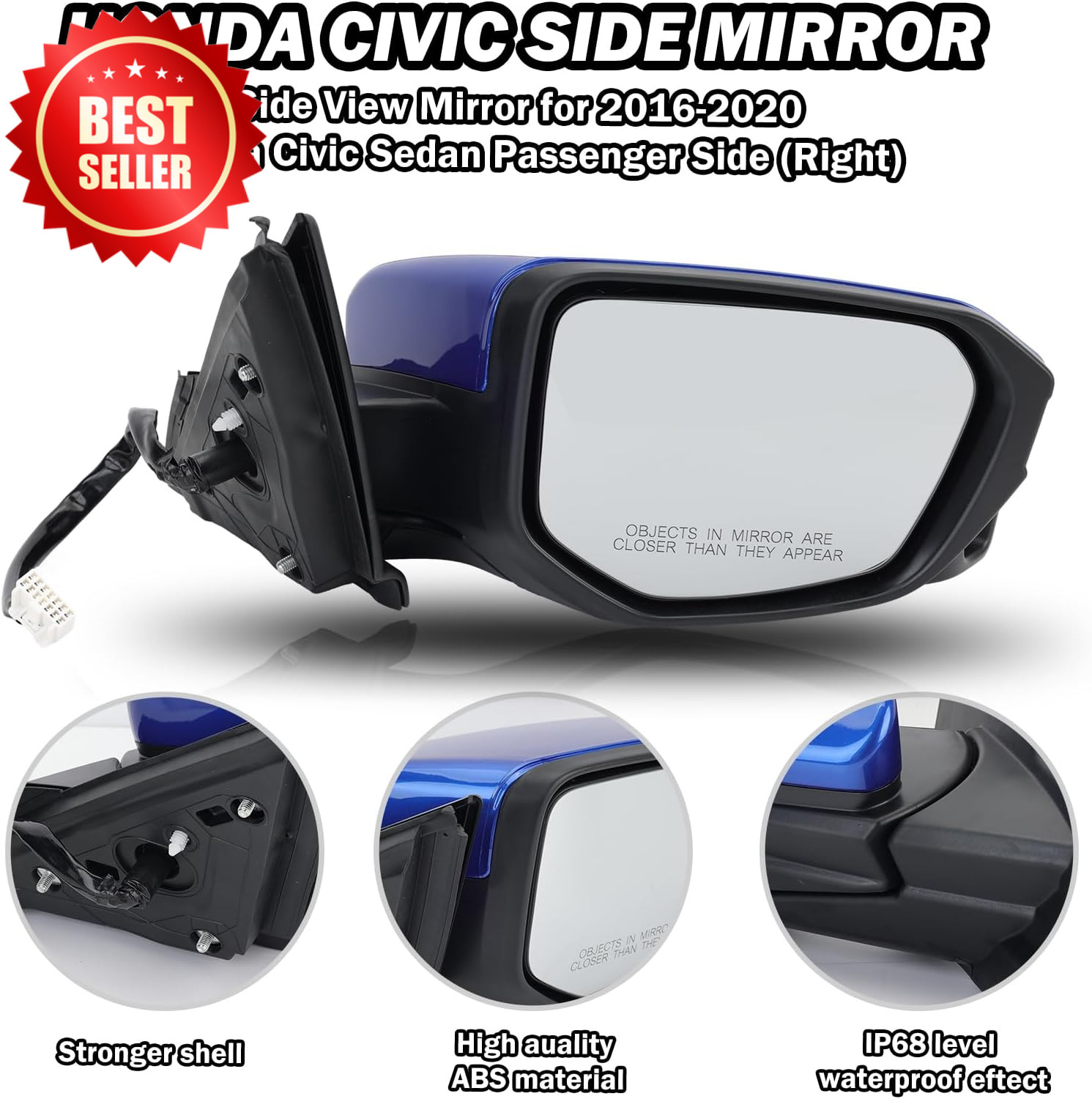 Passenger Side Mirror Camera Power Heated 2016-2021 Civic Sedan Coupe Hatchback