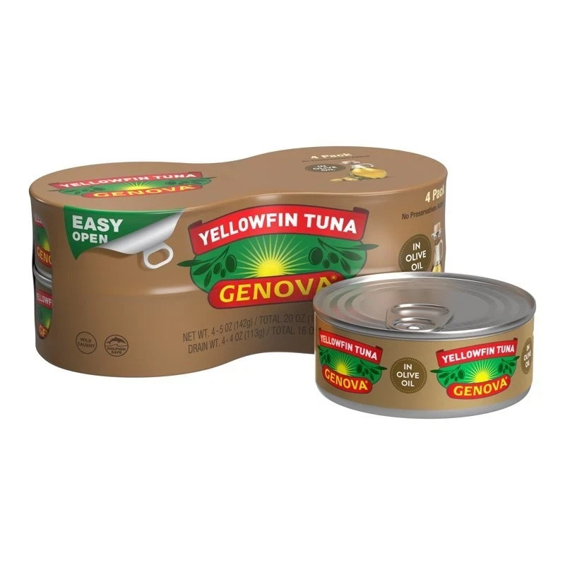 New Genova Premium Yellowfin Tuna in Olive Oil 4 – 5 oz cans – Best Price 1 day.