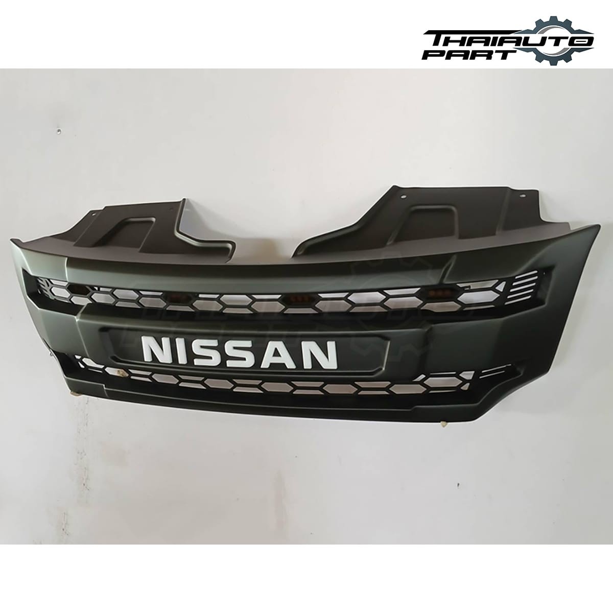 Front Grille Matte Black White Logo Amber LED For Nissan Navara NP300 D23 14-19