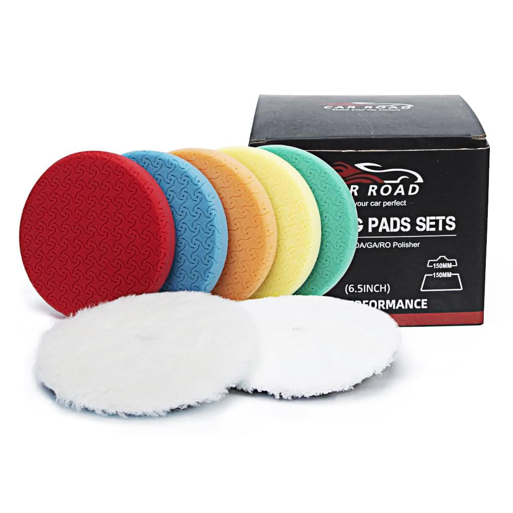 7 PC 6.5″ Buffing Pads Kit 6″ Plate Compounding Polish Wax Sponge Wool US