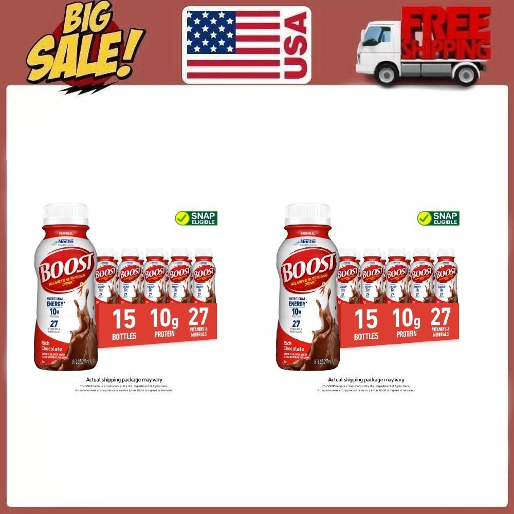 BOOST Original Balanced Nutritional Drink Protein Shakes, Chocolate, 8oz 30 Pack