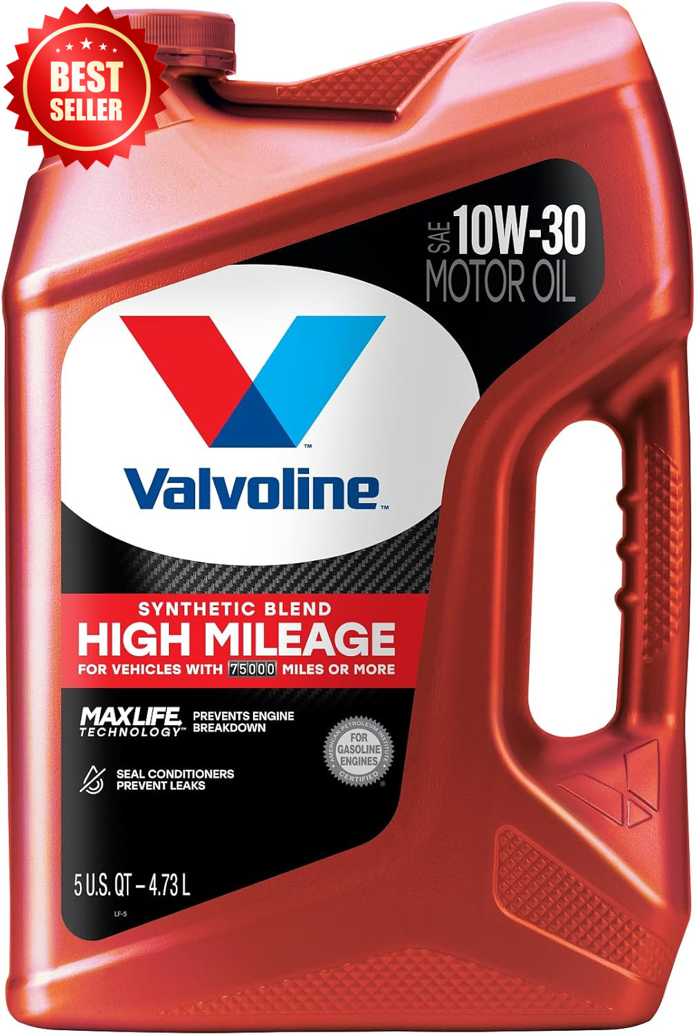5 Quart High Mileage Synthetic Blend Motor Oil 10W-30 Car Truck SUV US