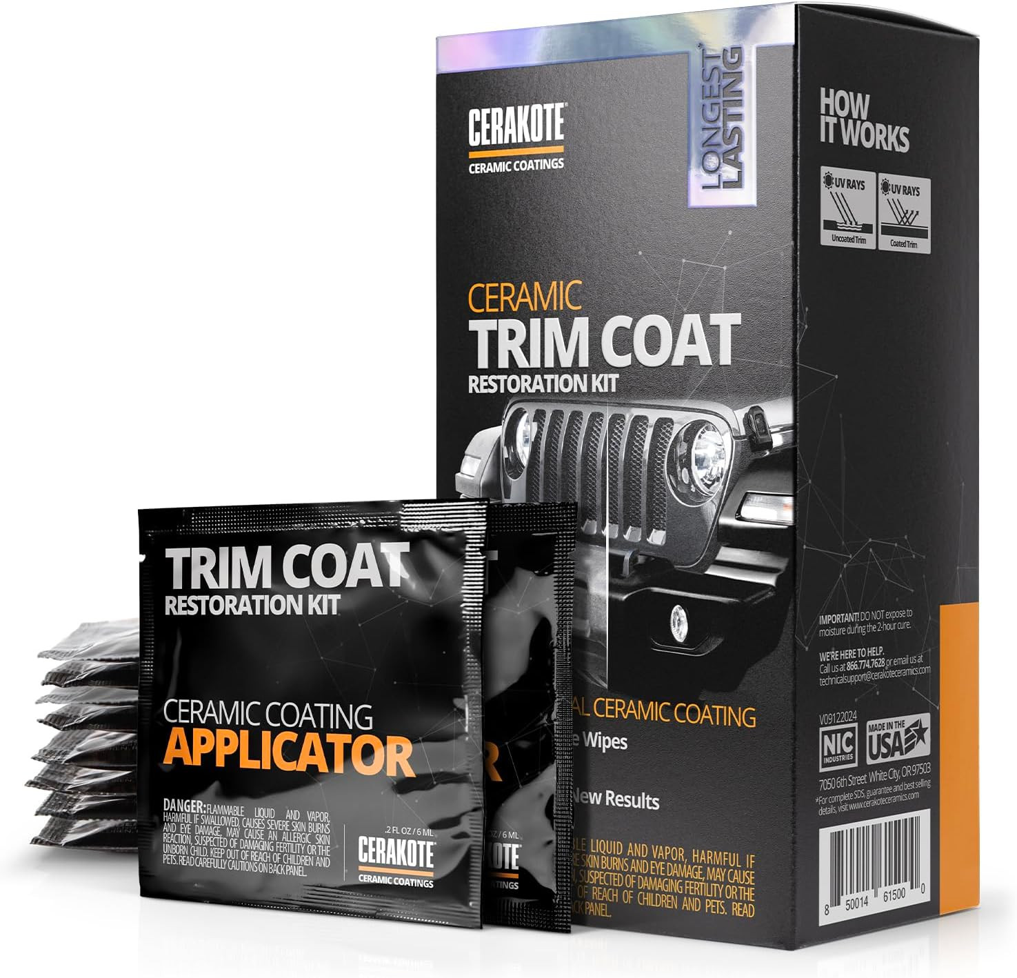 Ceramic Trim Coat Kit Plastic Restorer Quick Coating 200 Wash Durable US