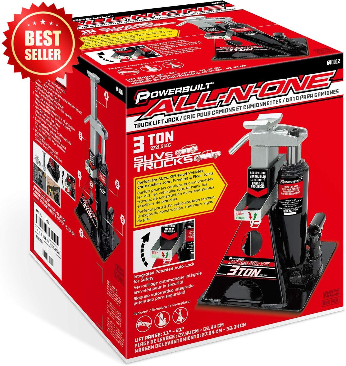 3 TON Hydraulic Bottle Jack & Jack Stand Combo 11-21 IN Truck SUV Car US